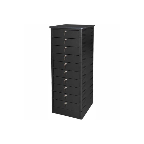 Datum Filing Systems Datum TekStak Laptop Storage Locker W/ Laminate Top, 10 Bays, Key Lock, Black TEKS10-K-LT-T25-L1595-60 - main